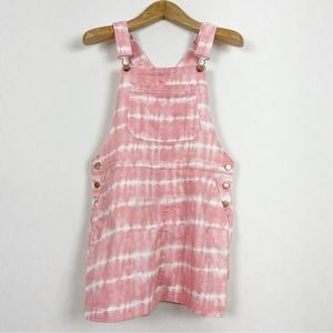 NOBO Pink & White Tie Dye Overalls Dress Adjustable Straps Pockets Size Large‎